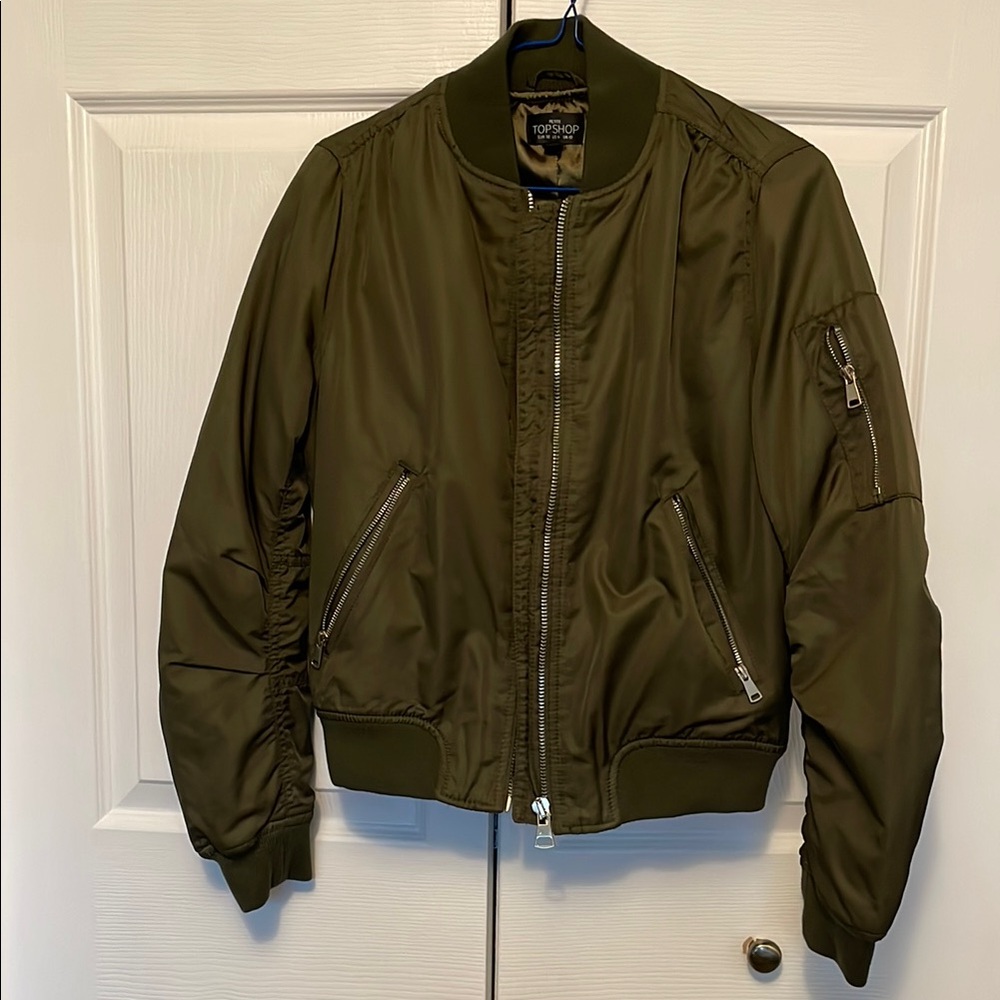 Topshop Olive Green Bomber Jacket
